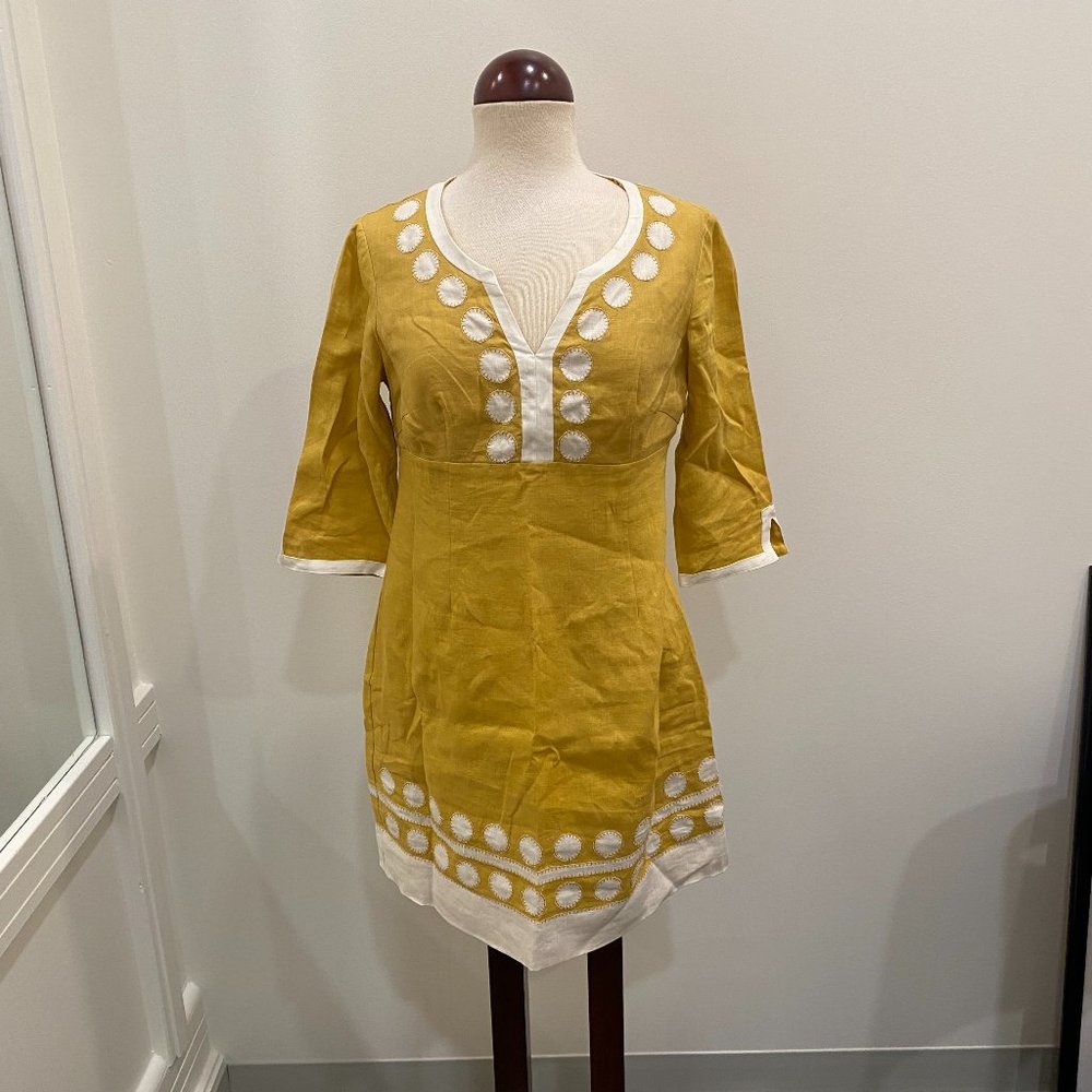 Boden Yellow Linen Dress Women's Size 8P